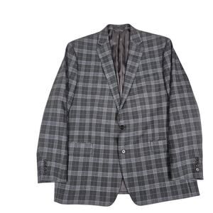 Lauren Ralph Lauren Black Label Mens grey/blue plaid blazer fully lined 48L